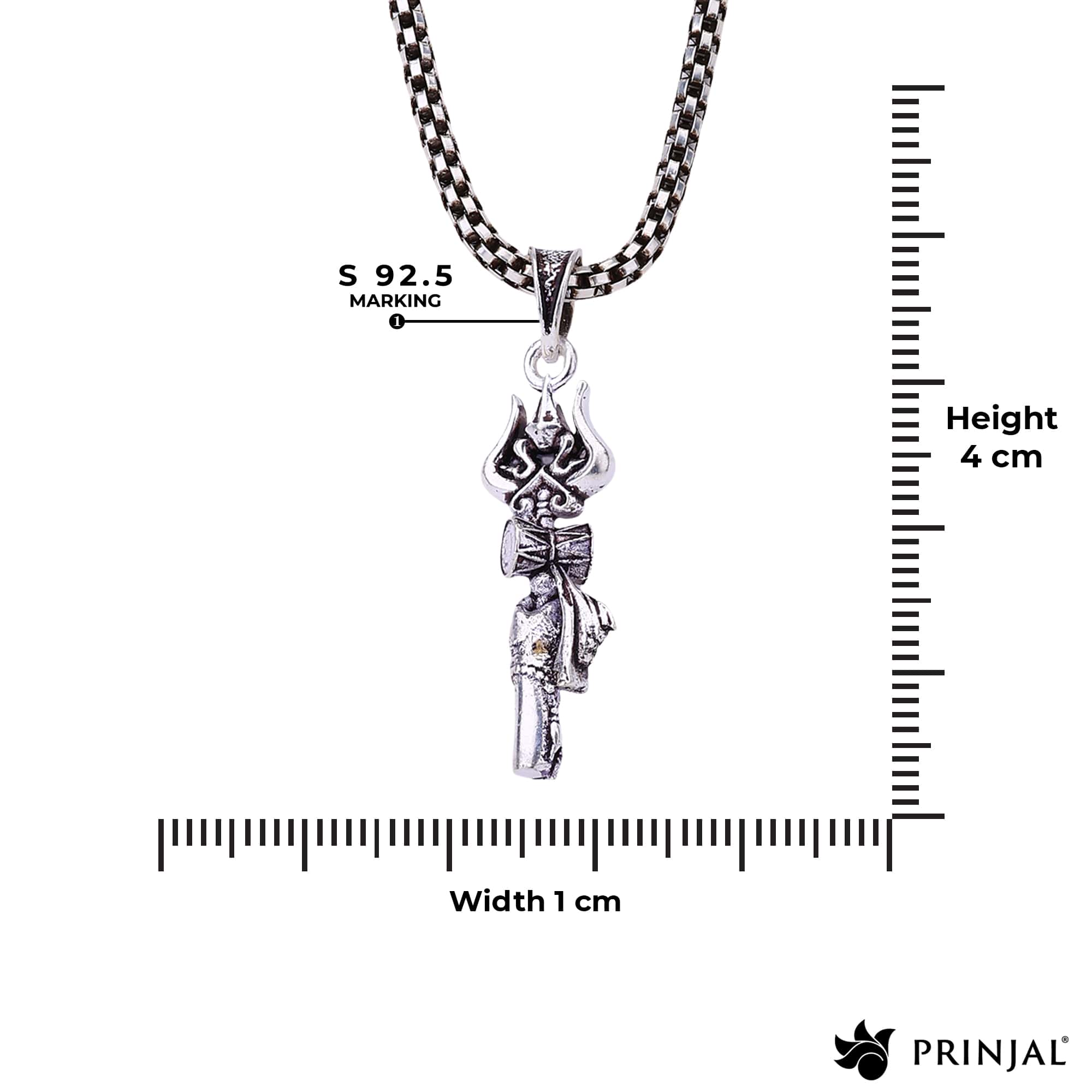 Trishul Damru Silver Pendant