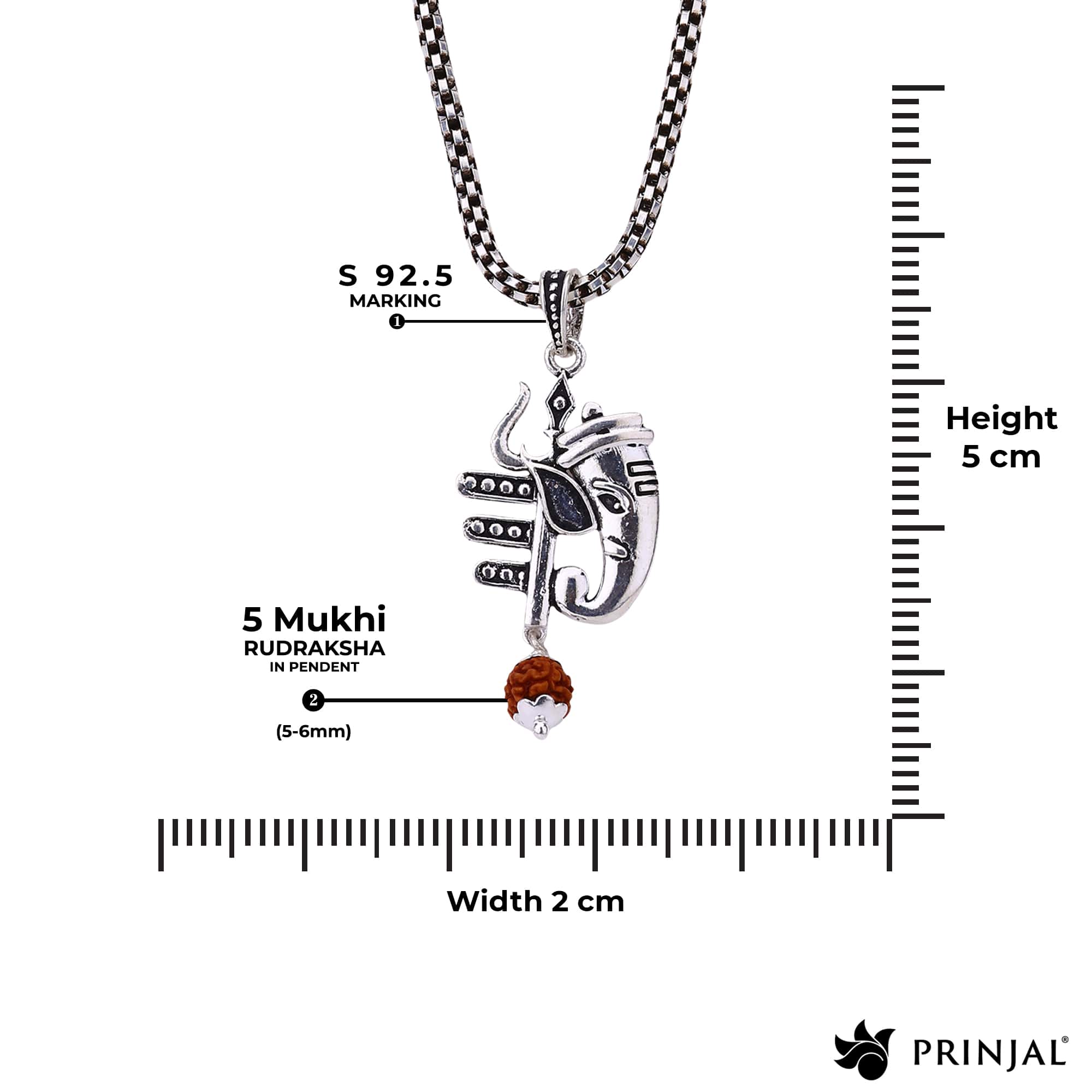 Mahadev Trishul With Ganesha Silver Pendant