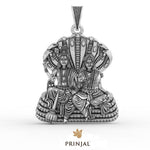 Lord Vishnu Goddess Laxmi Blessing Sterling Silver Pendant