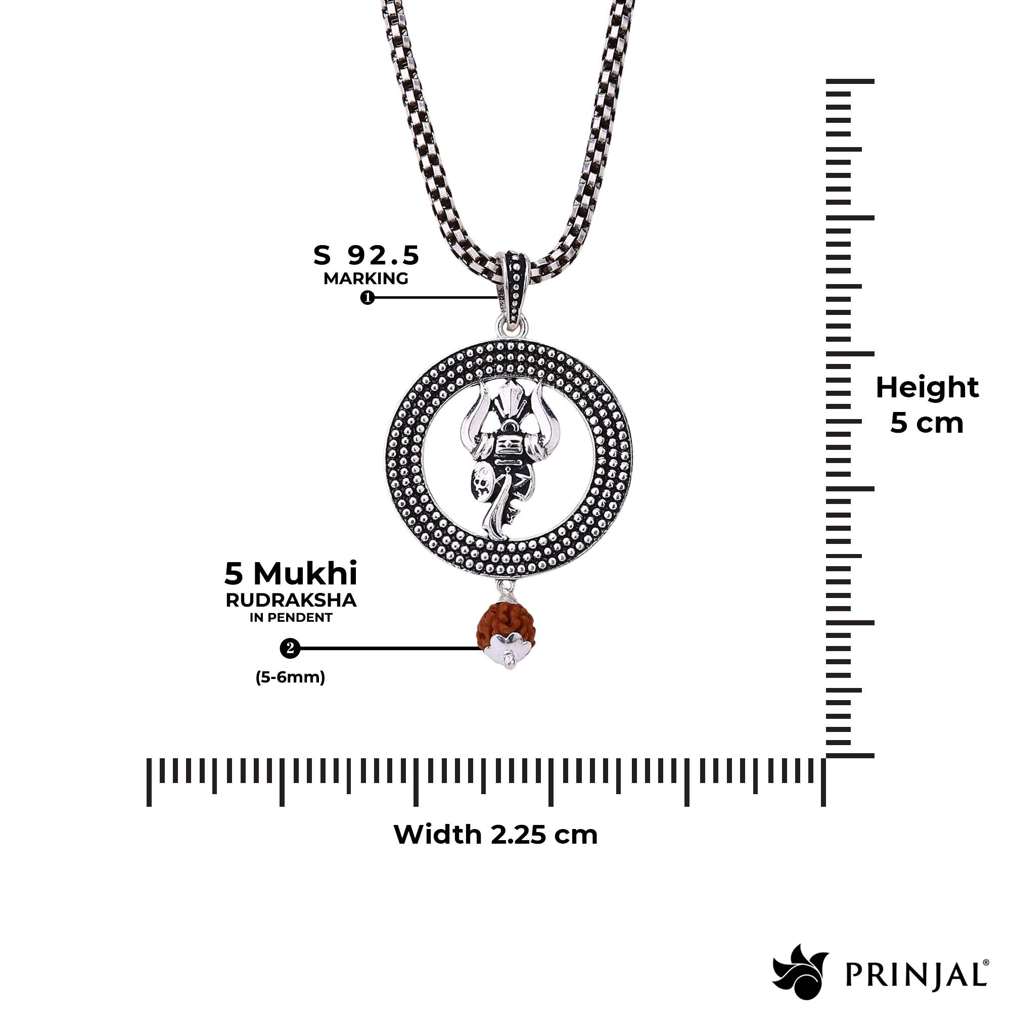 Trishul Rudraksha Silver Pendant