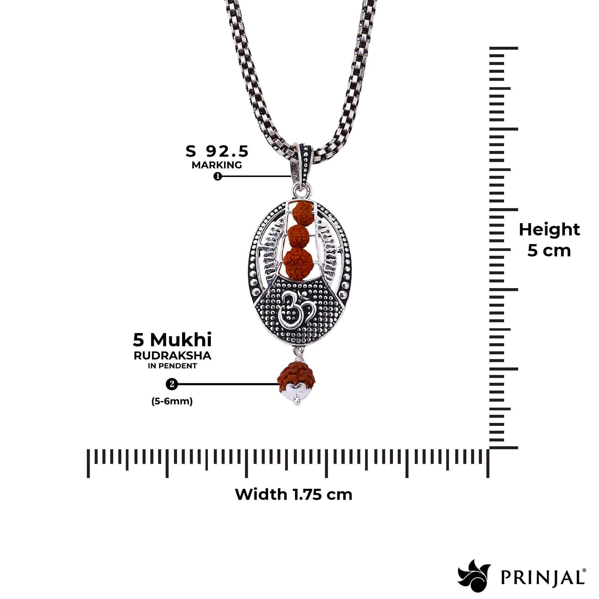 Om Rudraksha Beads Silver Pendant