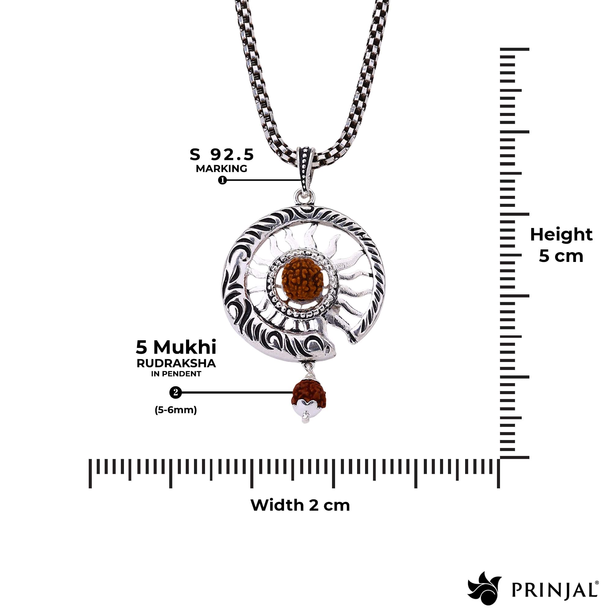 Surya Rudraksha Silver Pendant