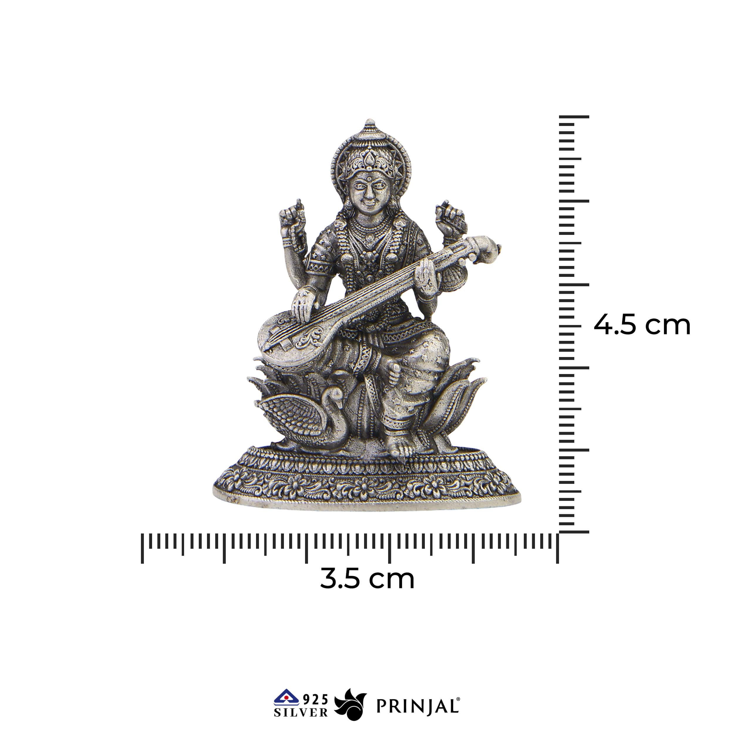 Saraswati Devi Silver Murti