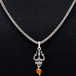 Rudraksha Silver with Trishul and Damru Chain with Pendant for Men