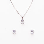 Silver Set Chain Pendant and Earrings with Finely Cut Stones for Women