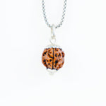 Silver Capping 3 Mukhi Rudraksha Pendant With Chain