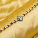 Rudraksha With Trishul on Rhombus Silver Broach Bracelet