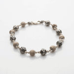 Tulsi With Silver Hexagon Om Beads Bracelet