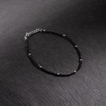 Silver and Black Beads Anklets for Women