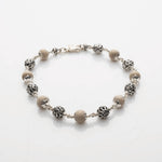 Tulsi with Round Om Beads Silver Bracelet