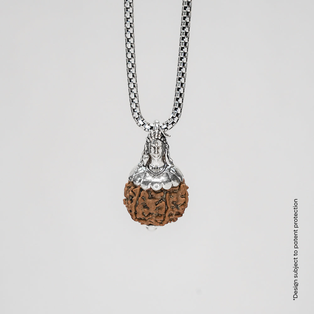 Orignal Adiyogi Pendant (7 Mukhi Nepali Rudraksha) With Chain