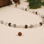 Rudraksha with Sphatik Diamond Cut and Om Silver Beads Mala