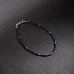 silver and dark blue beads anklets for women