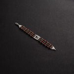 Premium Square Om Triple Row Rudraksha Bracelet