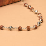 Rudraksha With Ornate Sphere Silver Beads Mala