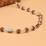 Rudraksha With Triangle Silver Beads Mala