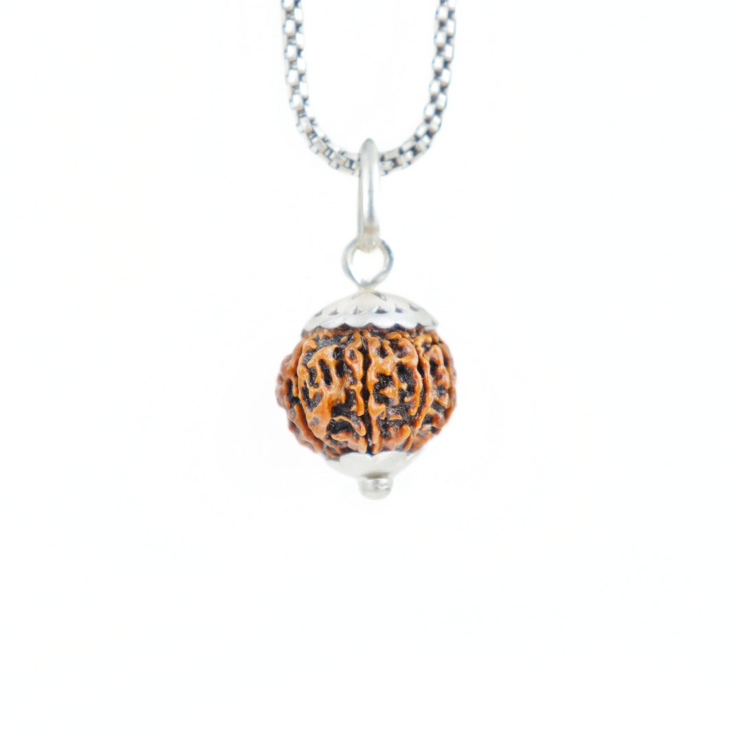 Silver Capping 8 Mukhi Rudraksha Pendant With Chain