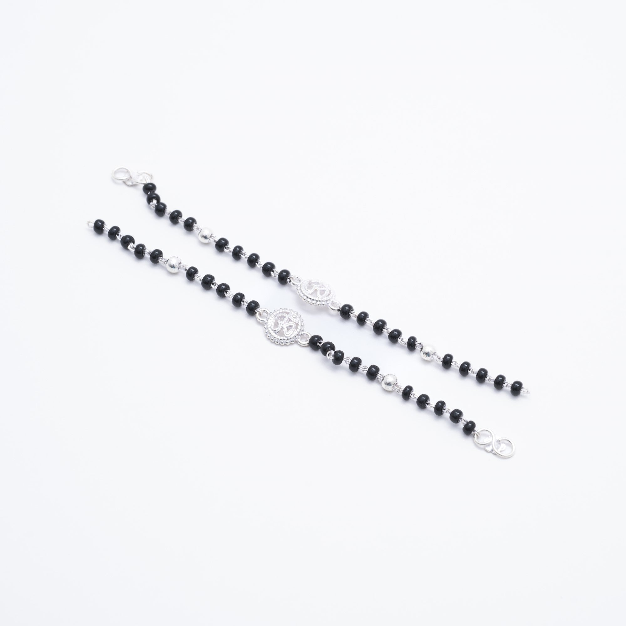 Orignal Black Beads Om Silver Nazariya for Kids