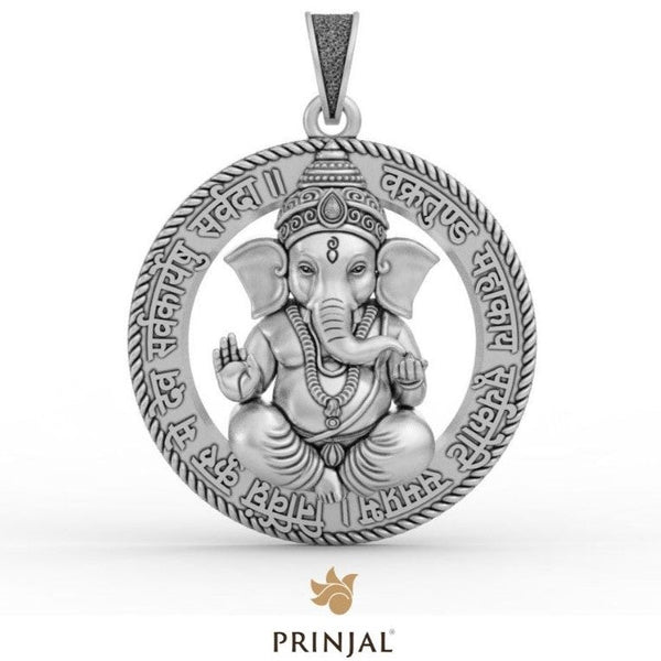Vakratunda Mahakaya Ganesha Mantra Silver Pendant