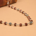 Rudraksha Mala With Om Namah Shivay Silver Beads
