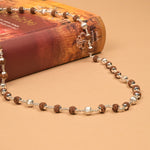 Rudraksha With CNC Silver Beads Mala