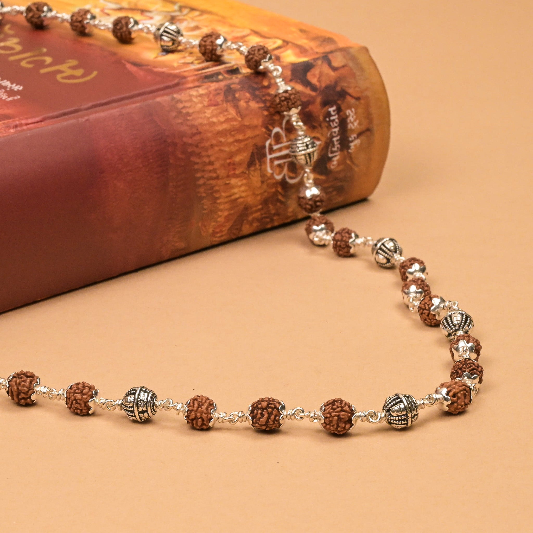 Rudraksha With Shivling Silver Beads Mala