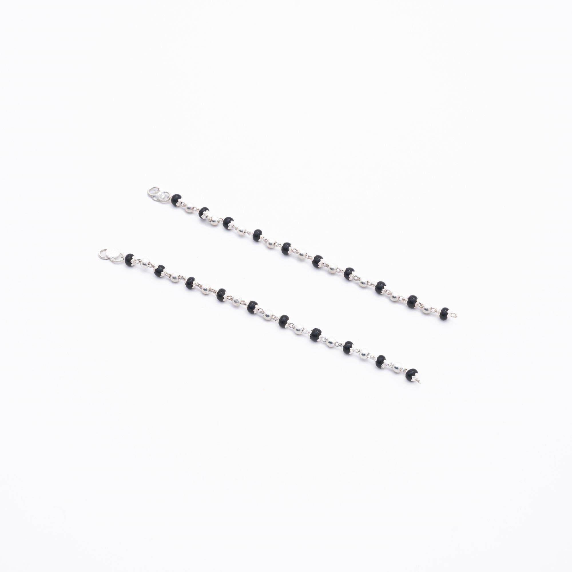 Orignal Black Beads Embedded in Silver Nazariya for Kids