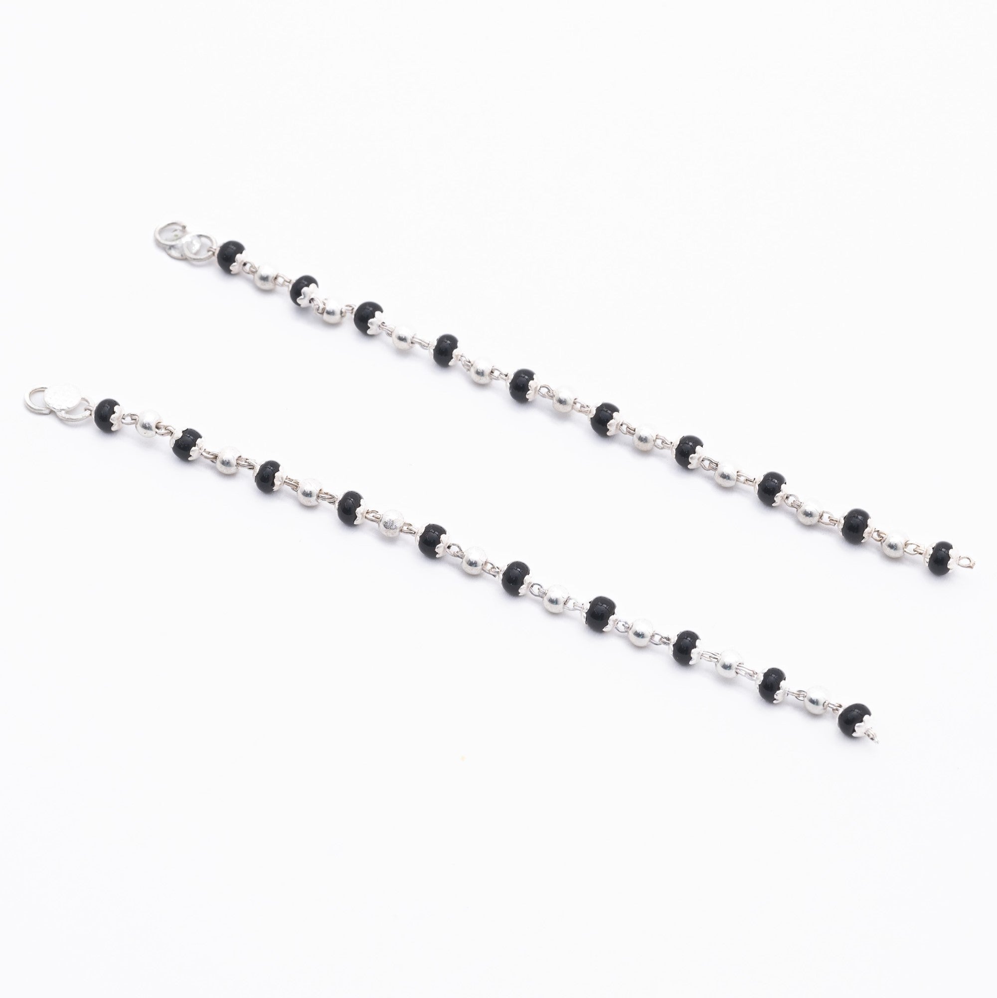 Authentic Black Beads Embedded in Silver Nazariya for Kids