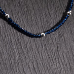 silver and dark blue beads anklets for women
