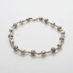 Natural Tulsi With CNC Beads Silver Bracelet