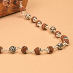 Rudraksha With Round Om Silver Beads Mala
