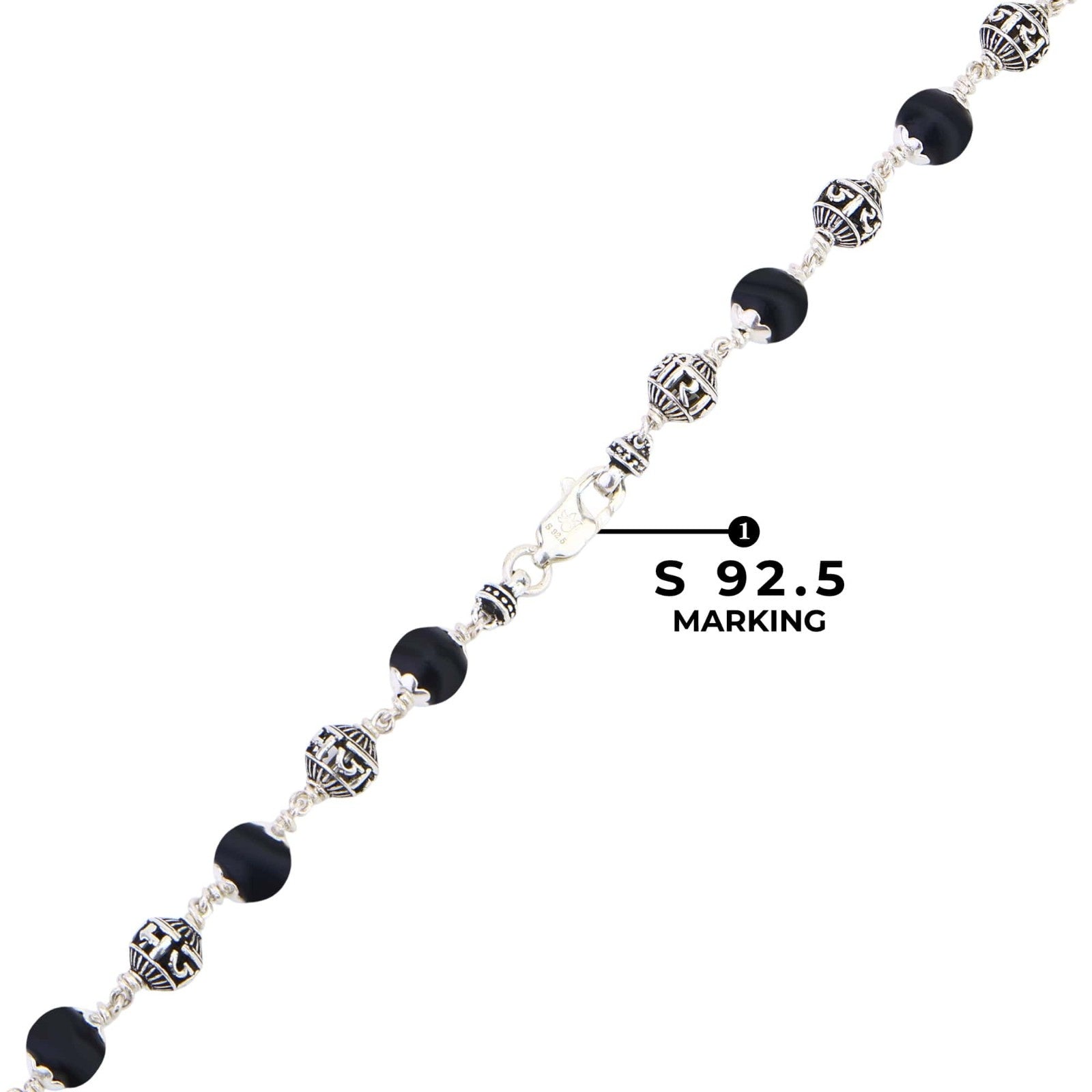 Premium Karungali wood mala with engraved Jay Shree Ram silver beads