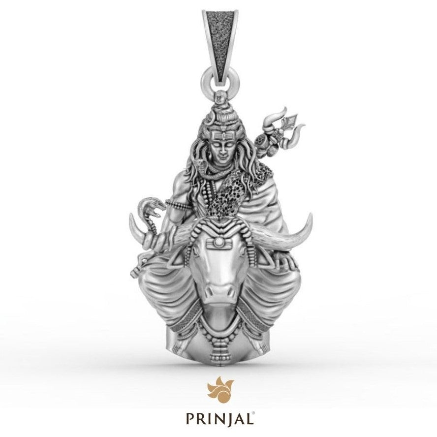 Lord Shiva Nandi Silver Pendant
