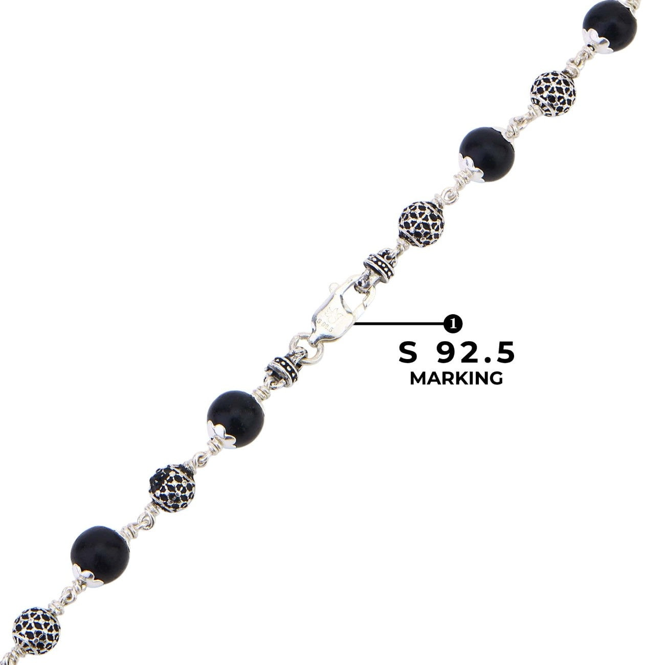 Karungali Silver Mala (Ornate Sphere Beads) 