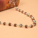 Rudraksha With Jay Shree Ram Silver Beads Mala