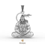 Divine Hanuman Ji Dhyan Silver Pendant