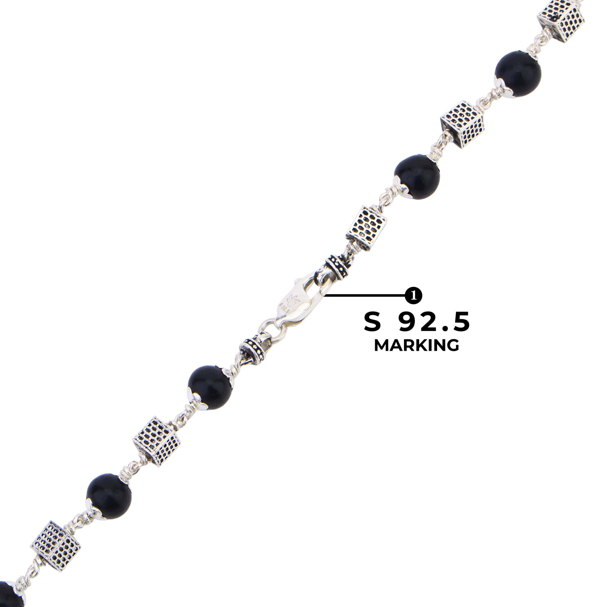 Karungali 92.5 Silver Mala Square Beads 
