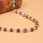 Rudraksha With Hexagon Om Silver Beads Mala
