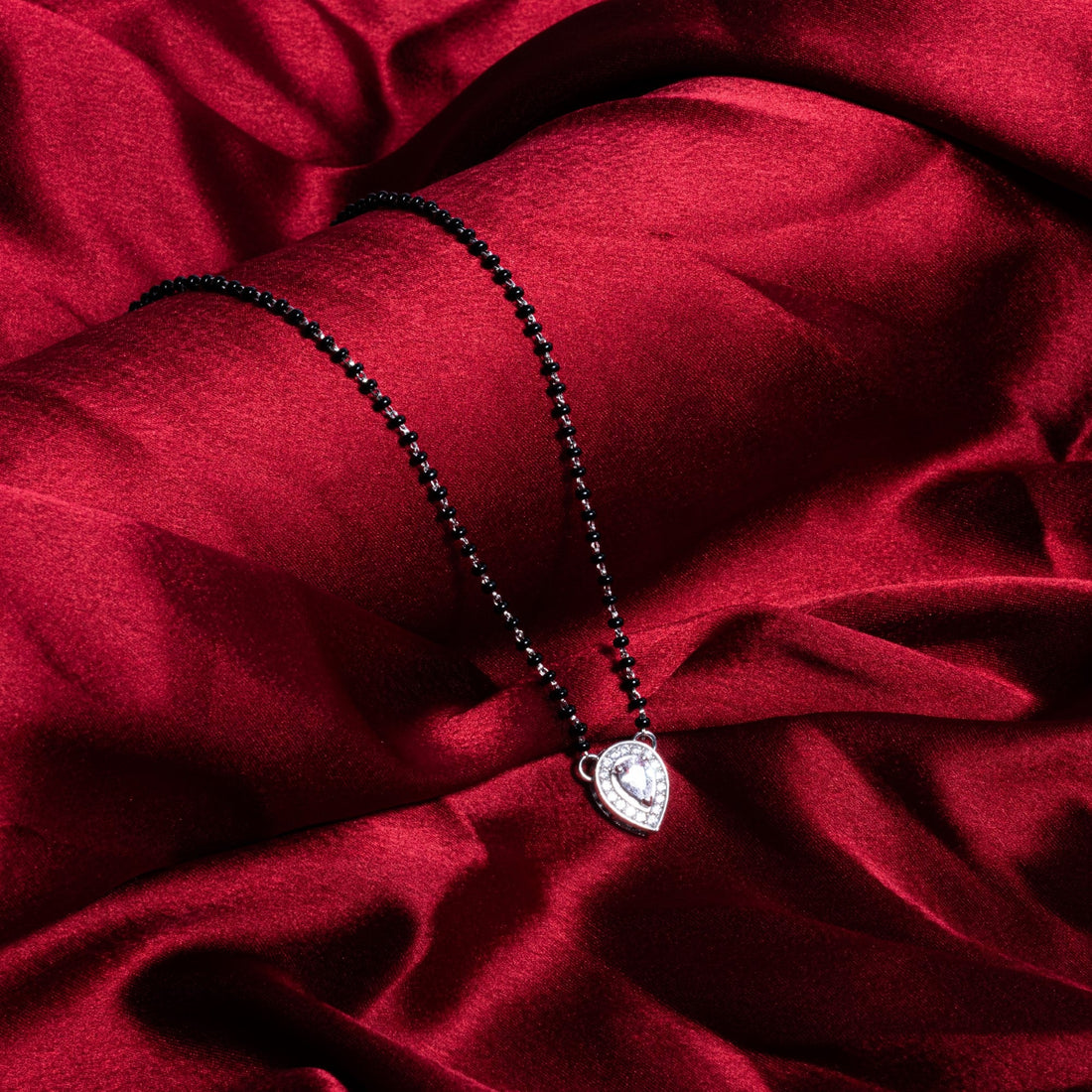 Solitaire Cone Shape Mangalsutra in Silver 92.5