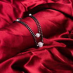 Orignal Black Beads Double Line Mangal Sutra with Silver Pendant for Women