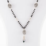 Authentic Black Beads Mangal Sutra with 3 Dangling Beaded Silver Pendants for Women