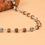 Rudraksha With Round Silver Beads Mala