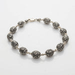 Oval Om Silver Beads Bracelet