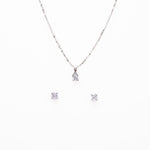 Real Silver Set Chain Circular Pendant and Earrings with Finely Cut Stones for Women