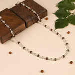 Rudraksha with Sphatik Diamond Cut Beads Silver Mala