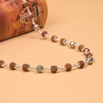 Rudraksha With Heavy Silver Beads Mala