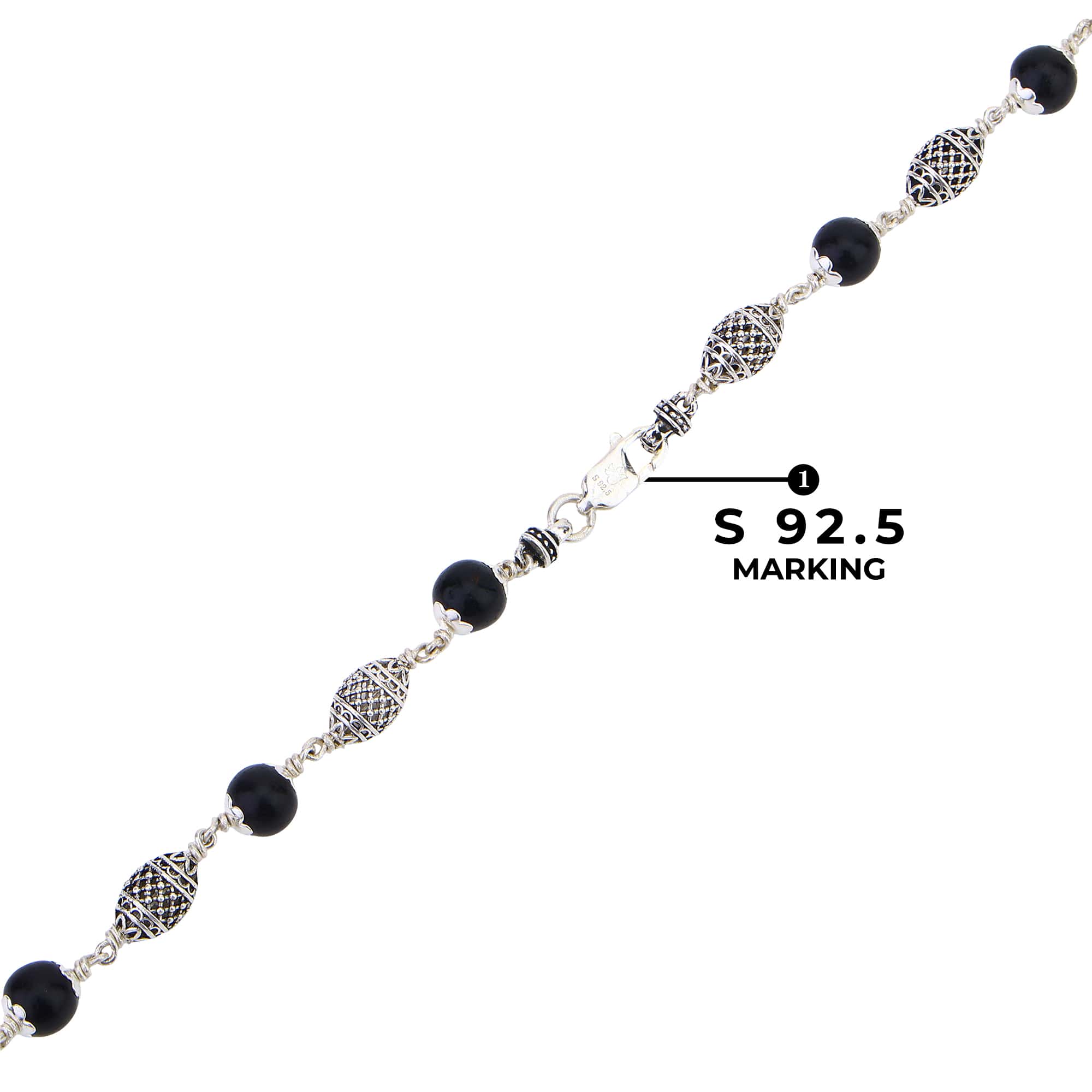 Premium Karungali wood mala with handcrafted dome silver beads