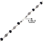 Premium Karungali wood mala with handcrafted dome silver beads