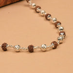 Rudraksha Mala With Designer CNC Silver Beads