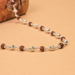 Rudraksha With CNC Silver Beads Mala